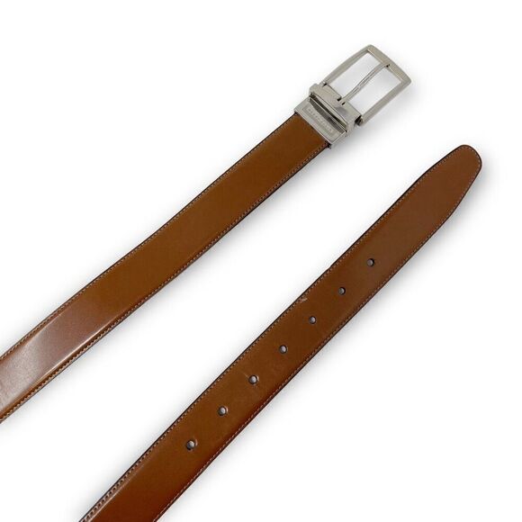 Perry Ellis Reversible Leather Black Brown Belt Men's Size 42 - Picture 4 of 9